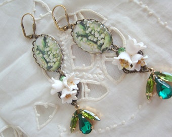 lily of the valley earrings boucles d'oreilles muguet fait main