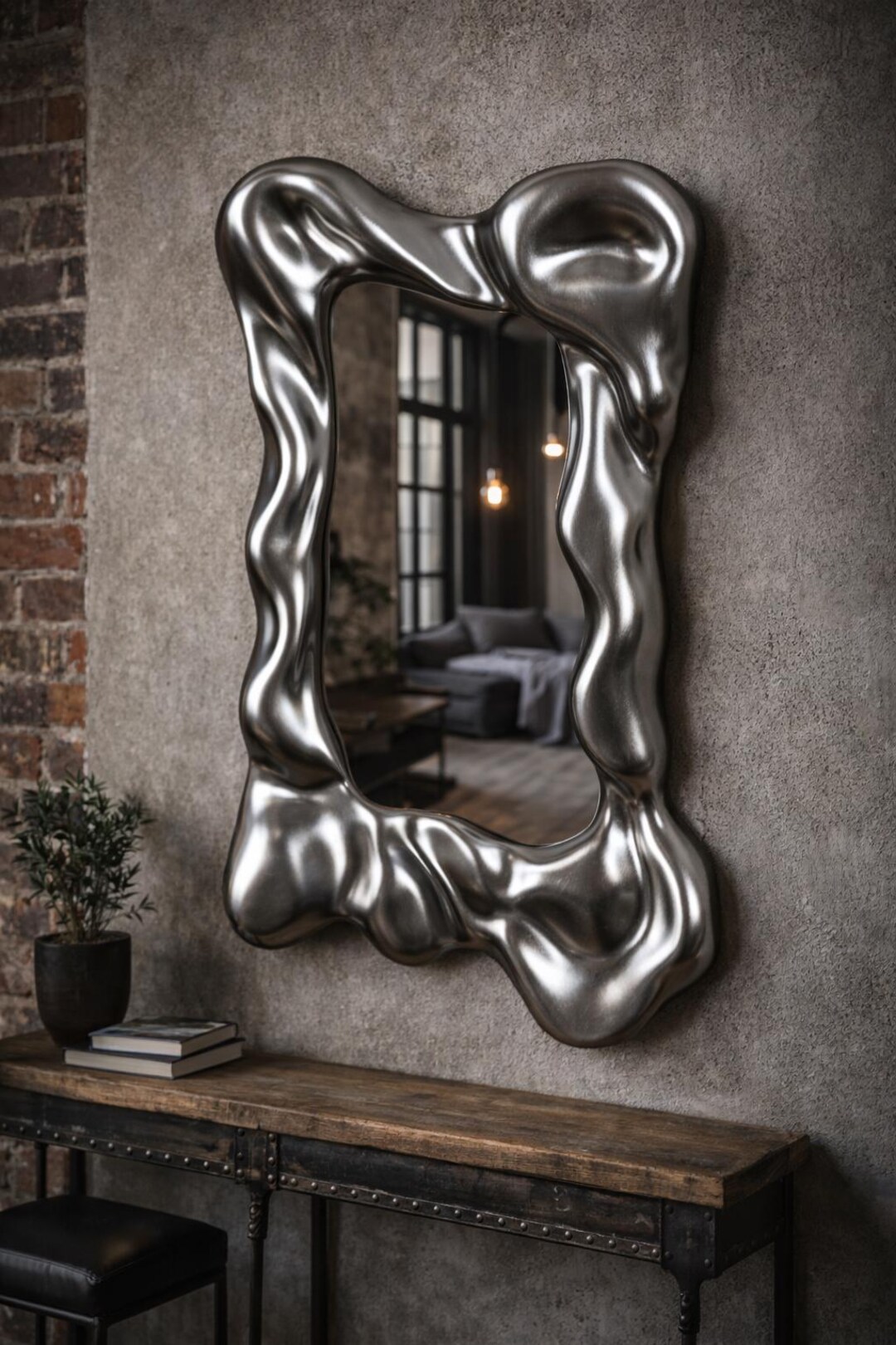 Printable STL Liquid Mirror Frame / Abstract Organic Mirror Frame Art ...