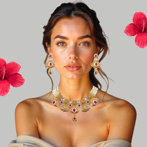 Meenakari Choker Halsketten Set: Rajputi Emaille-Schmuck