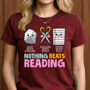 Nada supera la lectura PNG - Lindo amante de los libros Clipart - Descarga digital de alfabetización docente imagen 2