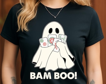 Bam Boo PNG, Funny Mahjong Ghost PNG, Cute Halloween Mahjong Design, Spooky Game Lover Clipart, Ghost Pun Sublimation Download