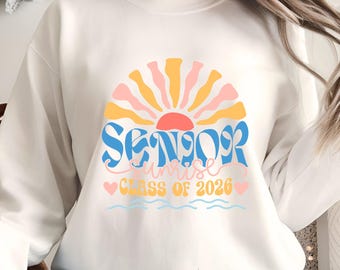 Senior Sunrise Class of 2026 PNG | Retro Graduation Sublimation Design | Back to School Clipart