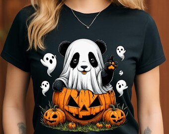 Kawaii Panda Ghost PNG, Halloween Pumpkin Clipart (Digital Download)