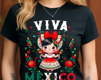 Viva Mexico PNG | Cute Mexican Girl Clipart | Fiesta Digital Download for Sublimation & Crafts