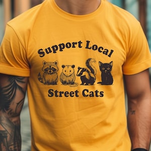 Support Local Street Cats PNG, Funny Animal Lovers Sublimation Design, Raccoon Possum Skunk Cat Art, Printable Digital Download