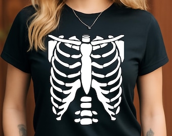 Skeleton Ribcage PNG | Halloween Bones Clipart | Skull Shirt Design | Anatomy Sublimation File | Instant Digital Download
