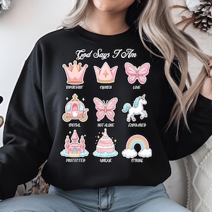 God Says I Am PNG, Christian Princess Clipart, Faith-Based Sublimation, Religious Girl PNG, Bible Verse PNG, Christian Affirmations .