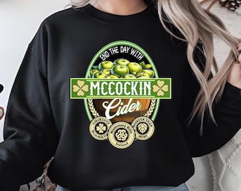 End the Day with McCockin Cider Sublimation Design - Funny St. Patrick&#39;s Day Digital Art - Irish Cider Logo - Shamrock Design