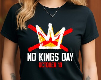 No Kings Day October 18 PNG, Anti Monarch Design, Rebel Freedom Graphic, Political Protest Art, Grunge Crown Sublimation PNG