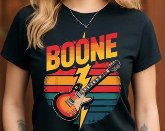 Boone Retro Guitar PNG | Vintage Rock Lightning Bolt Design | Music Lover Sublimation for T-Shirts, Posters & Stickers