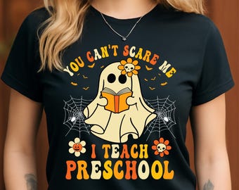 Spooky Preschool Teacher Ghost PNG | Retro Halloween Design (Digital Download)
