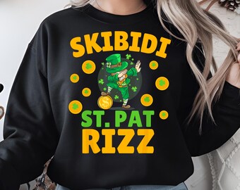 Skibidi St. Pat Rizz PNG – Funny Leprechaun Dab Dance St. Patrick’s Day Sublimation