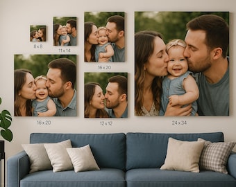 Personlig familjefotocanvas – Ladda upp din bild – Förhandsvisning av väggkonst för personliga presenter