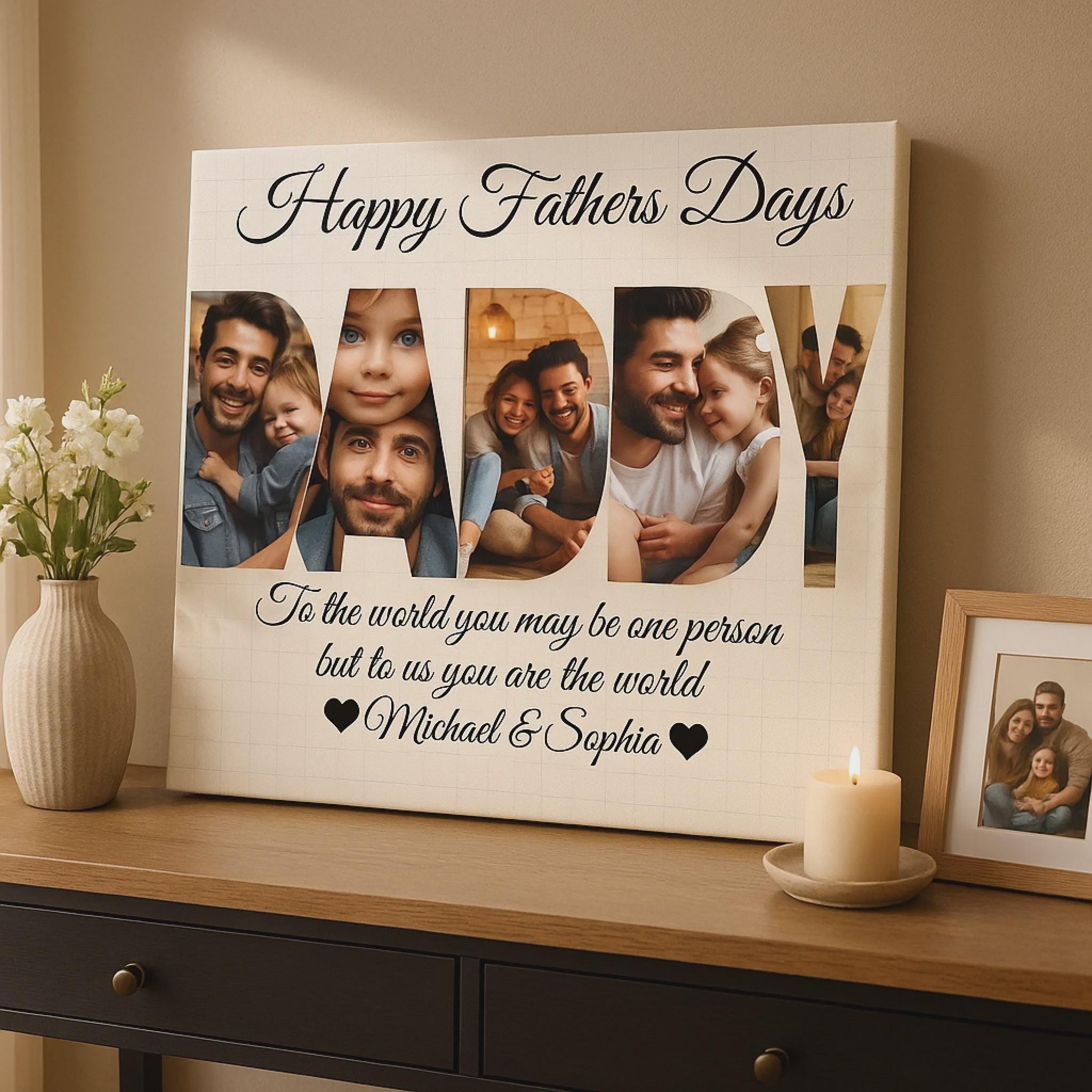 Custom DADDY Photo Canvas – Personalized Father’s Day Gift From Kids ...