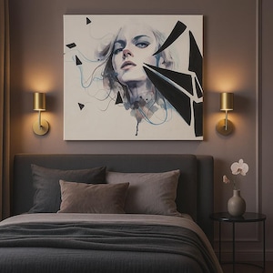 Abstract Fragmented Woman Portrait Canvas  Frameless Modern Art