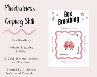 Box Breathing Handout: Mindfulness Coping Skill (Digital Download)