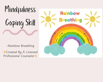 Rainbow Breathing Coping Skill Handout: Mental Health Tool (Digital Download)