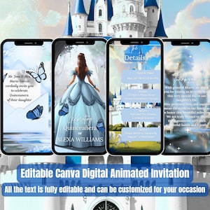 Invito Quinceañera – Video per i 15 anni – Tema Unicorno Farfalla Castello Azzurro – Invito digitale per i 16 anni – Quinceañera – Dolce 16