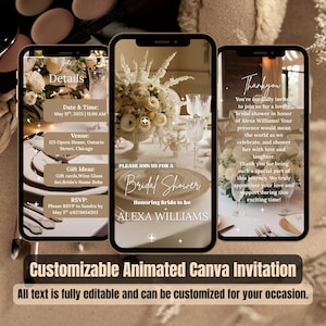 Beige Bridal Shower Invitation – Editable Video Template – Garden Brunch, High Tea, Floral Shower Invite – Digital Bridal Evite