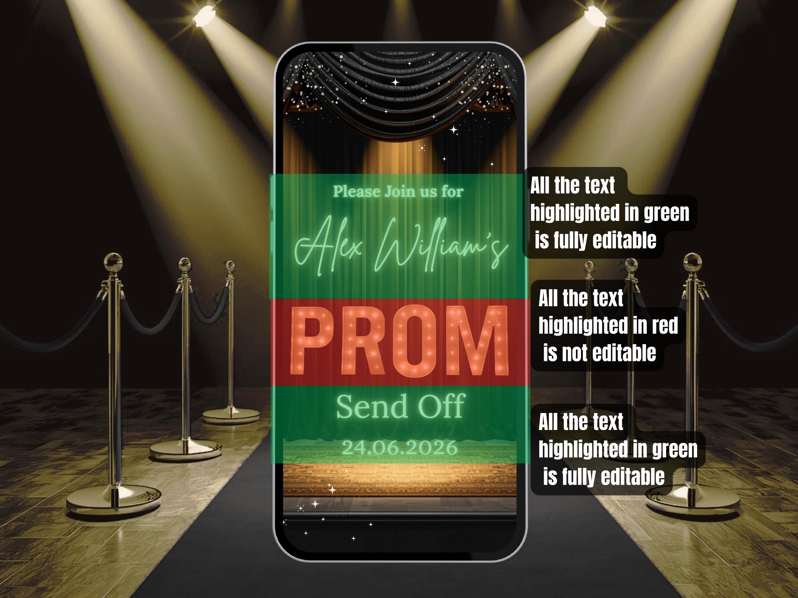 Black & Gold Prom Send off Invitation – Graduation Party Evite – Prom ...