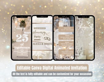 Wedding Anniversary Invitation – Editable Video Invite – Beige White Theme – 1st 10th 25th 50th Celebration – Vow Renewal – We Still Do
