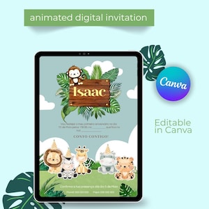 Cartão de aniversário digital divertido e festivo - Modelo personalizável do Canva