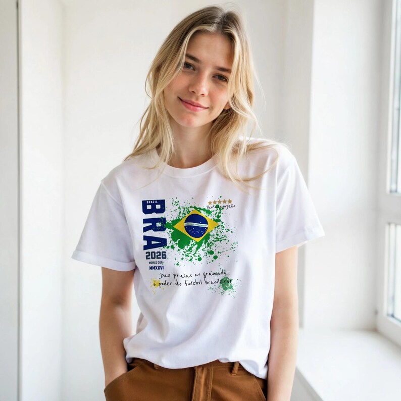 World Cup | Personalized Brasil T-Shirt | Graphic Tee | Casual Outfit Top | Gift | Unisex Football Apparel image 5