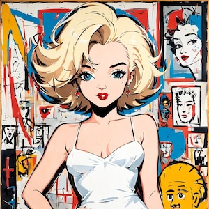 Marilyn Monroe AnIme Variations Collection I, set of 10 artworks, Download and Print Yourself image 1