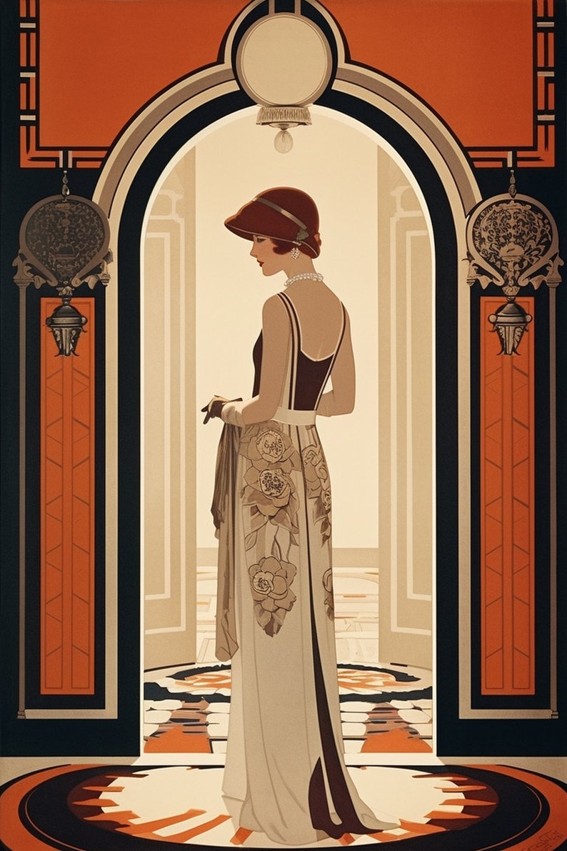 Art Deco Pin Up, Set of 5, Set 1 Midjourney AI, Instant Download, Print