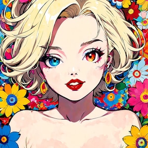 Marilyn Monroe AnIme Variations Collection I, set of 10 artworks, Download and Print Yourself image 7