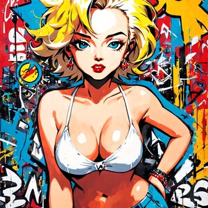 Marilyn Monroe AnIme Variations Collection I, set of 10 artworks, Download and Print Yourself image 6