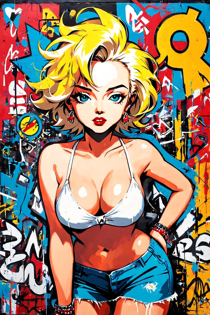 Marilyn Monroe AnIme Variations Collection I, set of 10 artworks, Download and Print Yourself image 6