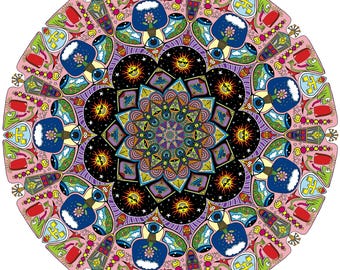 Tana della Sula dai Piedi Verdi - Mandala. Psichedelico, scarica e stampa.