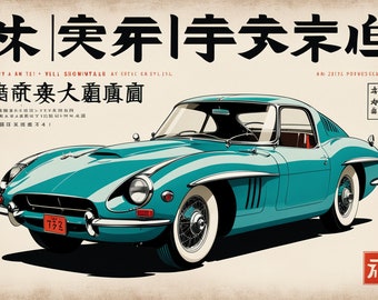 Showa Auto Show, AI Instant Download and Print Yourself, Vintage Japan Autos