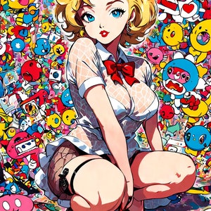 Marilyn Monroe AnIme Variations Collection I, set of 10 artworks, Download and Print Yourself image 4