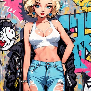 Marilyn Monroe AnIme Variations Collection I, set of 10 artworks, Download and Print Yourself image 8