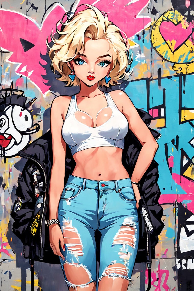 Marilyn Monroe AnIme Variations Collection I, set of 10 artworks, Download and Print Yourself image 8