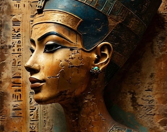 Queen Nefertiti, Set of 10 AI images, Download and Print Yourself