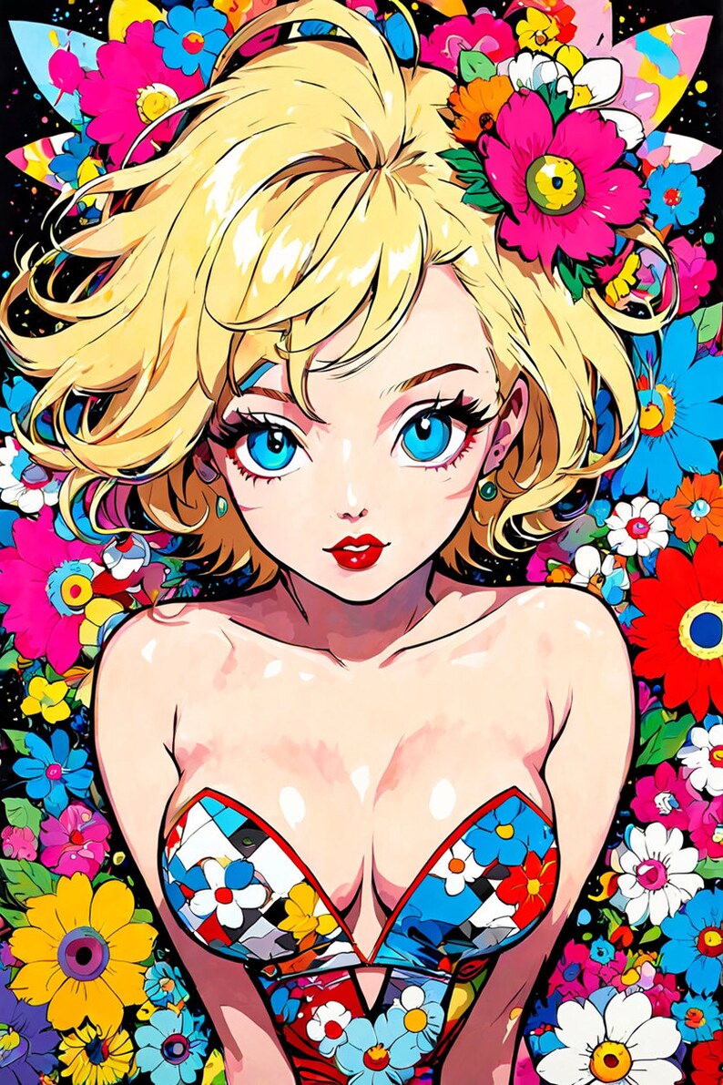 Marilyn Monroe AnIme Variations Collection I, set of 10 artworks, Download and Print Yourself image 9