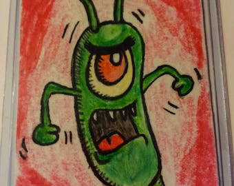 Plankton ACEO card, Spongebob, Drawing