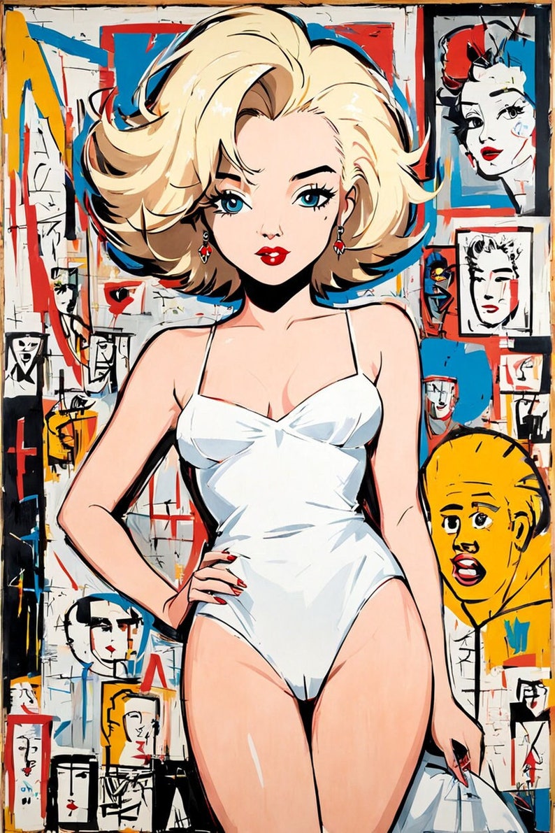 Marilyn Monroe AnIme Variations Collection I, set of 10 artworks, Download and Print Yourself image 1