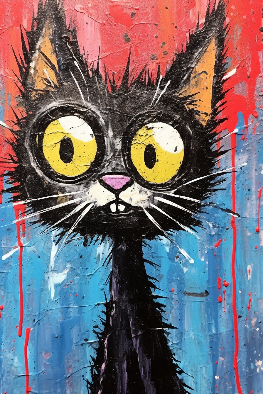 Crazy Cats, Set of 10, Instant Download and Printable AI