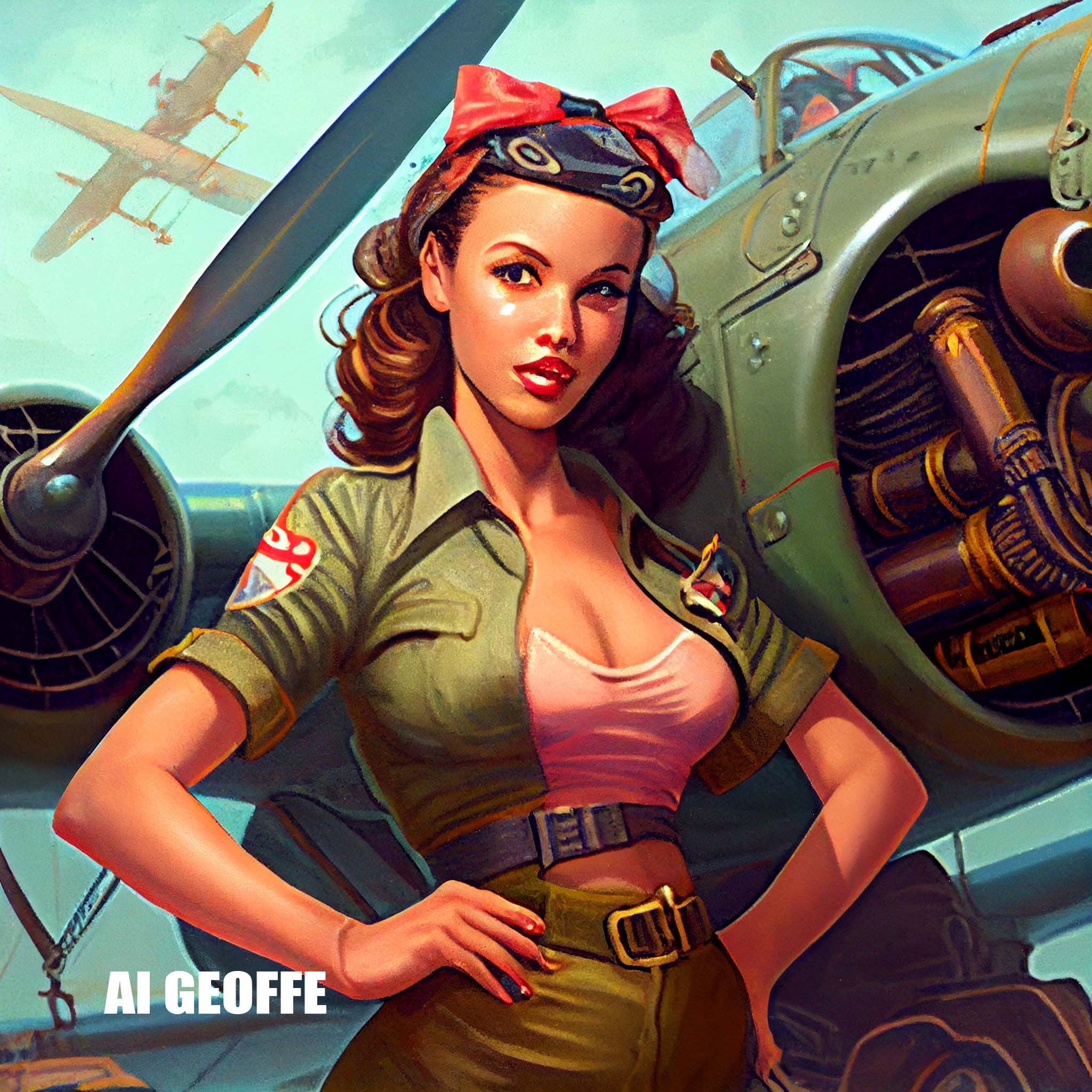 Set of 5, World War II Pin-up Girls, Midjourney, Instant Download ...