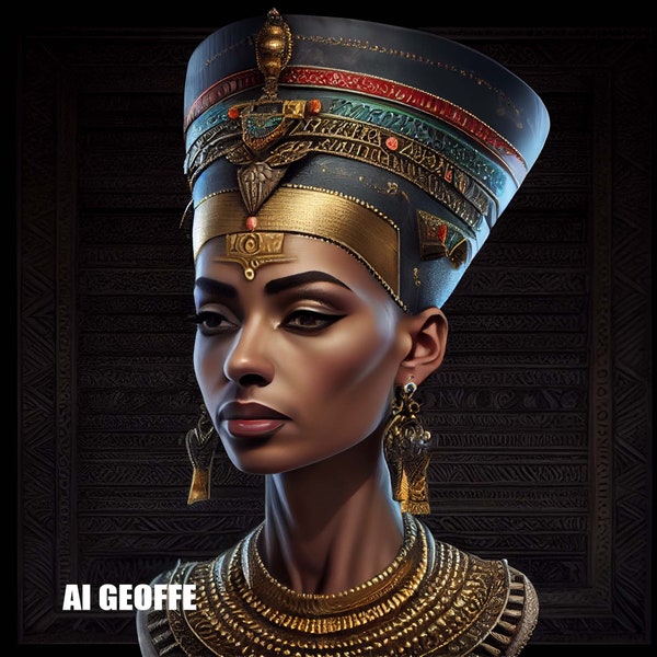 Queen Nefertiti of Egypt, Set of 5 AI  - Midjourney AI, Instant Download, Print Yourself Active Active