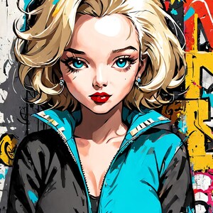 Marilyn Monroe AnIme Variations Collection I, set of 10 artworks, Download and Print Yourself image 3