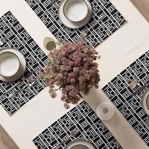Placemat Set x4, Abstract Modern Print Pattern, Black and White