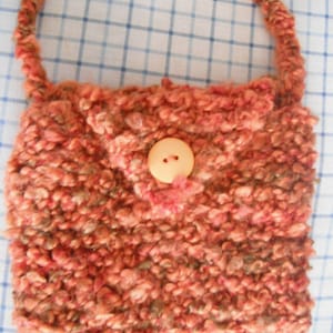 Handknit Bag / Crossover Bag / Accessories / Shoulder Bag / Purse / Orange / Handbag / Knitted image 2