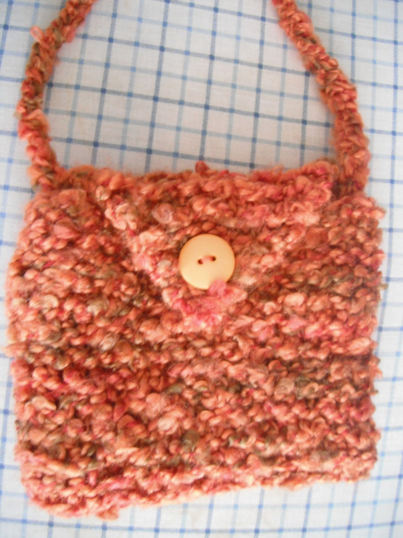 Handknit Bag / Crossover Bag / Accessories / Shoulder Bag / Purse / Orange / Handbag / Knitted image 2