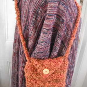 Handknit Bag / Crossover Bag / Accessories / Shoulder Bag / Purse / Orange / Handbag / Knitted image 1