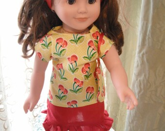 18 inch Doll Clothes, Dolls 5 Piece Set, American Girl type dolls Clothes, Gifts for Girls, Doll Top, Doll Skirt, Doll Shoes, Doll Purse